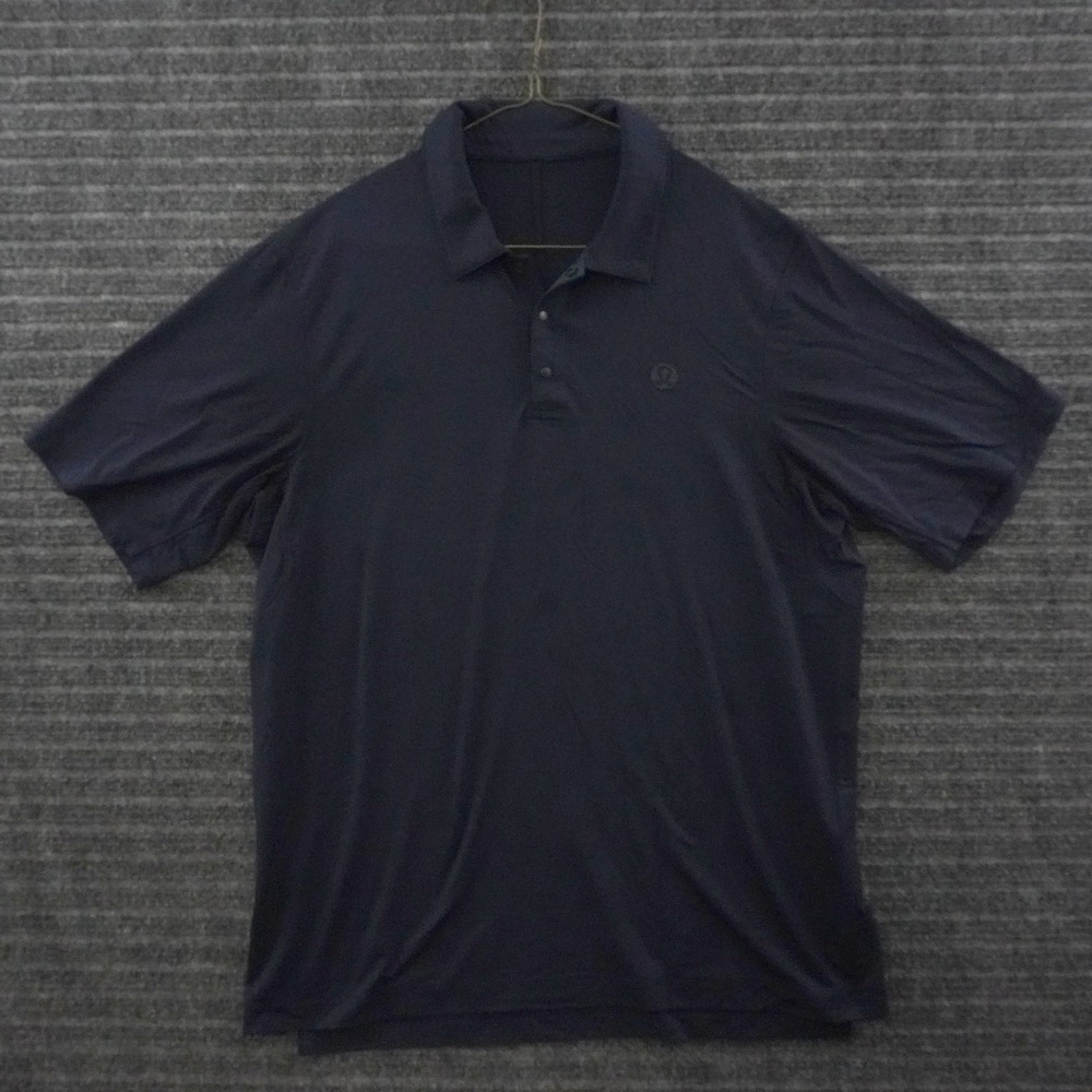 Lululemon Evolution Polo Shirt Mens L Navy Blue Short Sleeve Athletic Tennis